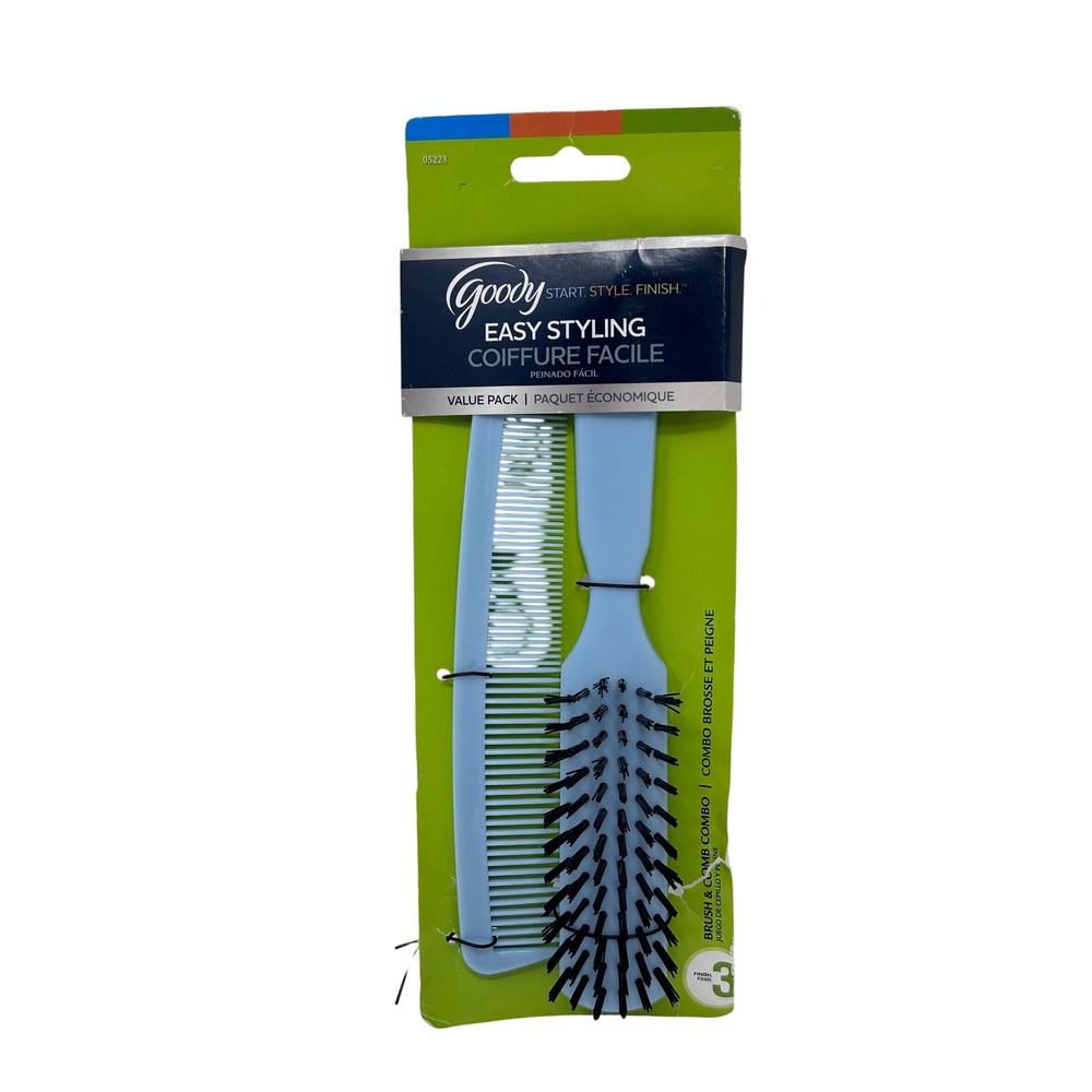 Goody Easy Styling Brush and Comb Combo Value Pack Light Blue 05223 NIP